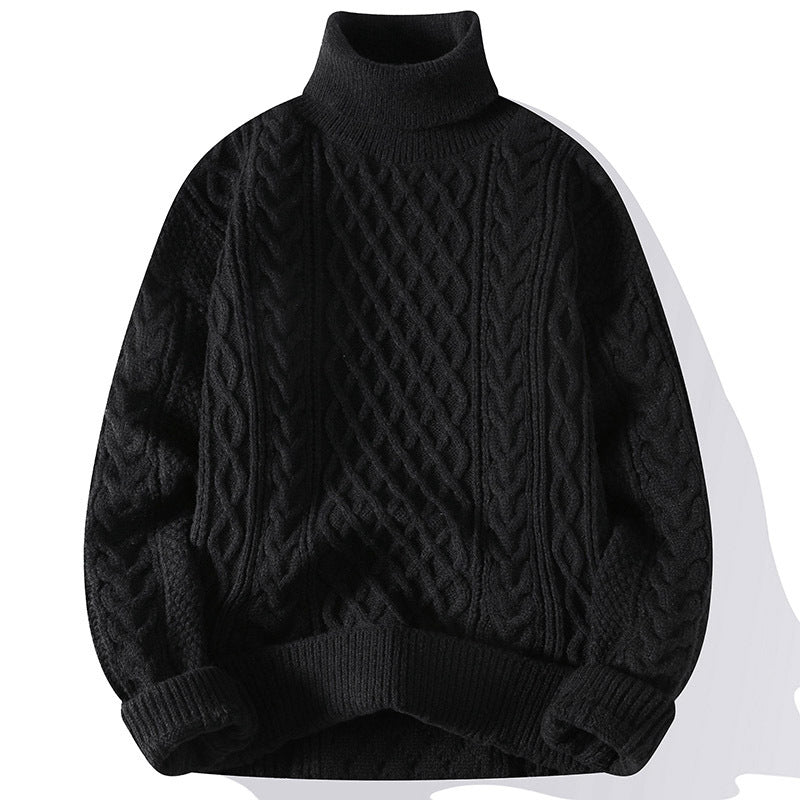 Men thick knit turtleneck sweater relaxed fit winter pullover