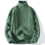 Men thick knit turtleneck sweater relaxed fit winter pullover