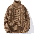 Men thick knit turtleneck sweater relaxed fit winter pullover