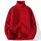 Men thick knit turtleneck sweater relaxed fit winter pullover
