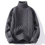 Men thick knit turtleneck sweater relaxed fit winter pullover