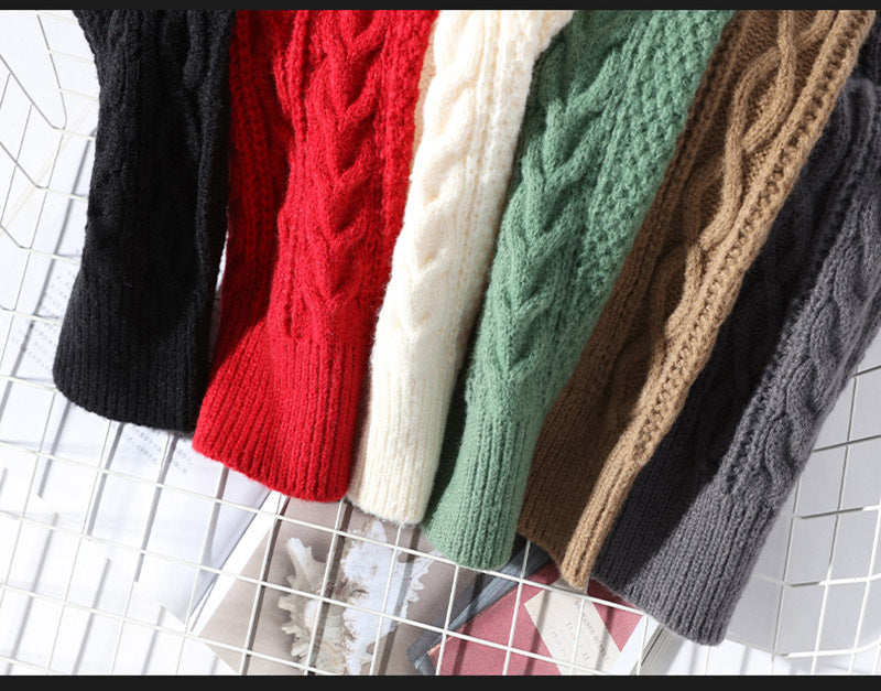Men thick knit turtleneck sweater relaxed fit winter pullover