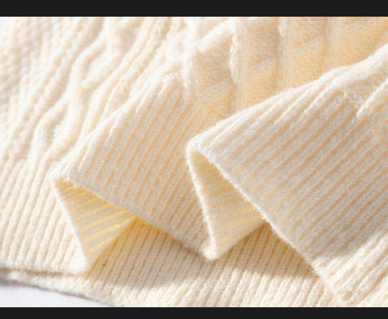 Men thick knit turtleneck sweater relaxed fit winter pullover