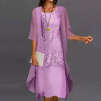 Women chiffon dress flowy waist-fitted lightweight breathable