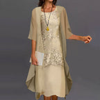 Women chiffon dress flowy waist-fitted lightweight breathable