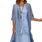 Women chiffon dress flowy waist-fitted lightweight breathable