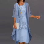 Women chiffon dress flowy waist-fitted lightweight breathable