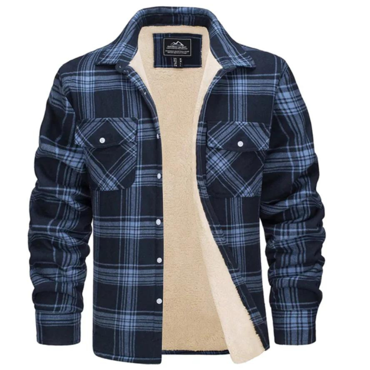 Men's sherpa lined plaid shirt jacket, button-down, available in multiple colors