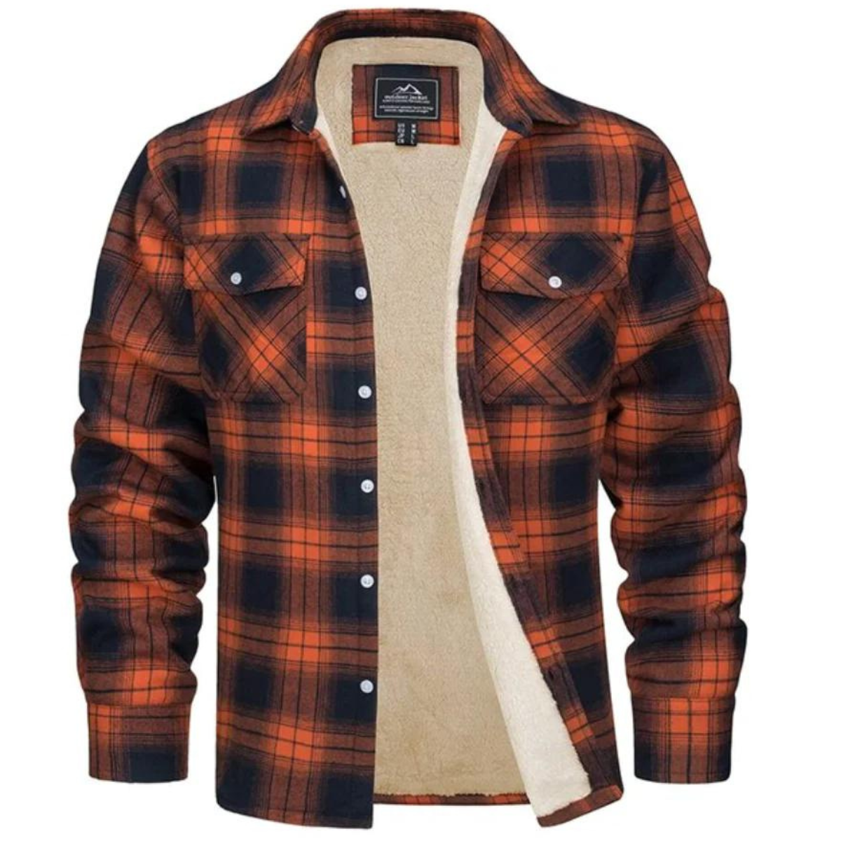 Men's sherpa lined plaid shirt jacket, button-down, available in multiple colors