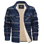 Men's sherpa lined plaid shirt jacket, button-down, available in multiple colors
