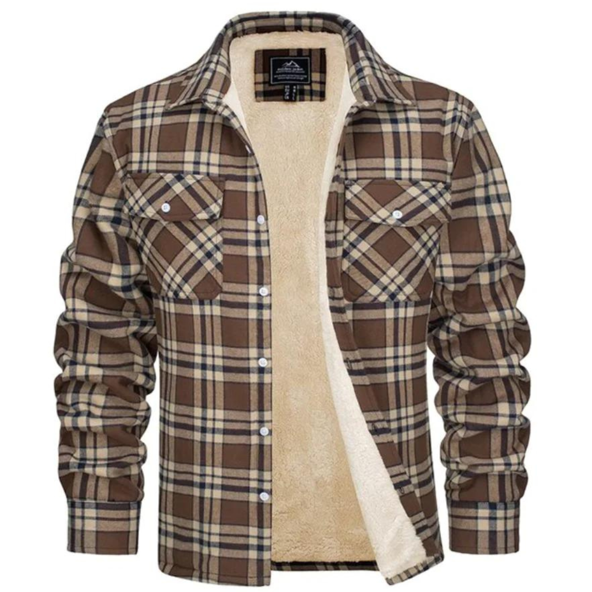 Men's sherpa lined plaid shirt jacket, button-down, available in multiple colors