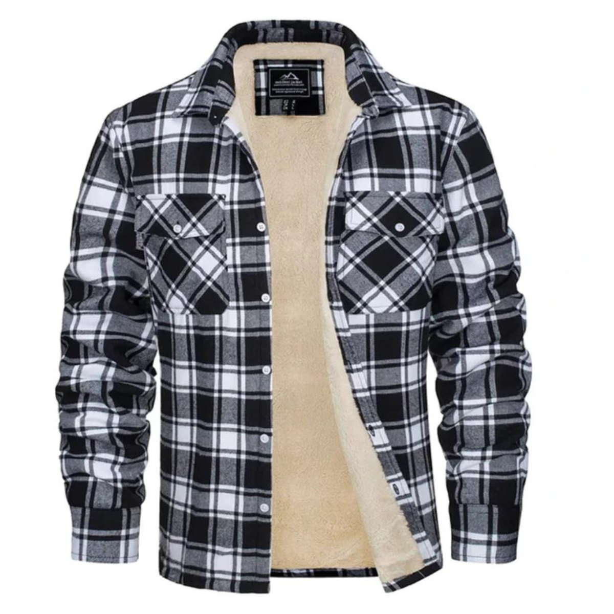Men's sherpa lined plaid shirt jacket, button-down, available in multiple colors