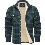 Men's sherpa lined plaid shirt jacket, button-down, available in multiple colors