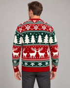 Mens Christmas Jumper Fair Isle Reindeer Festive Knitwear Pattern
