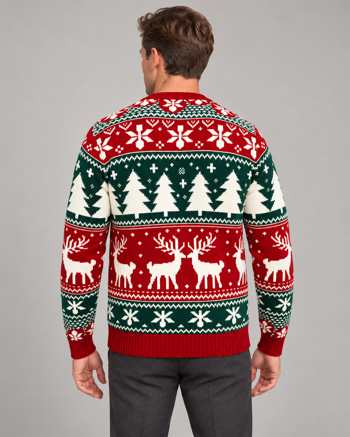 Mens Christmas Jumper Fair Isle Reindeer Festive Knitwear Pattern