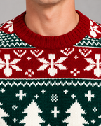 Mens Christmas Jumper Fair Isle Reindeer Festive Knitwear Pattern