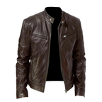 Men's genuine leather bomber jacket slim fit in black, khaki and brown
