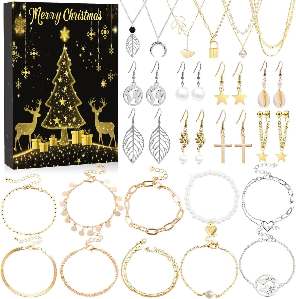Jewelry Advent Calendar 24 Days Christmas Countdown Holiday Surprise Gift