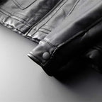 Men leather jacket fleece lined full zip with fleece collar