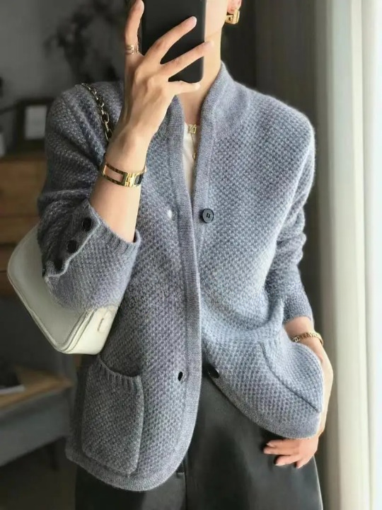 Women's textured blazer slim fit with button closure, office and smart casual