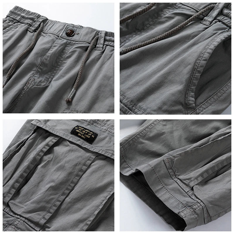Men's cotton cargo shorts with multi-pocket design in casual style
