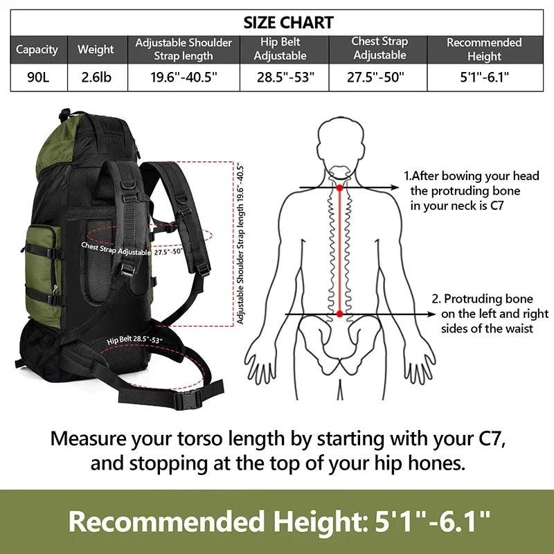 Tactical backpack 90L military camping hiking unisex large capacity outdoor pack