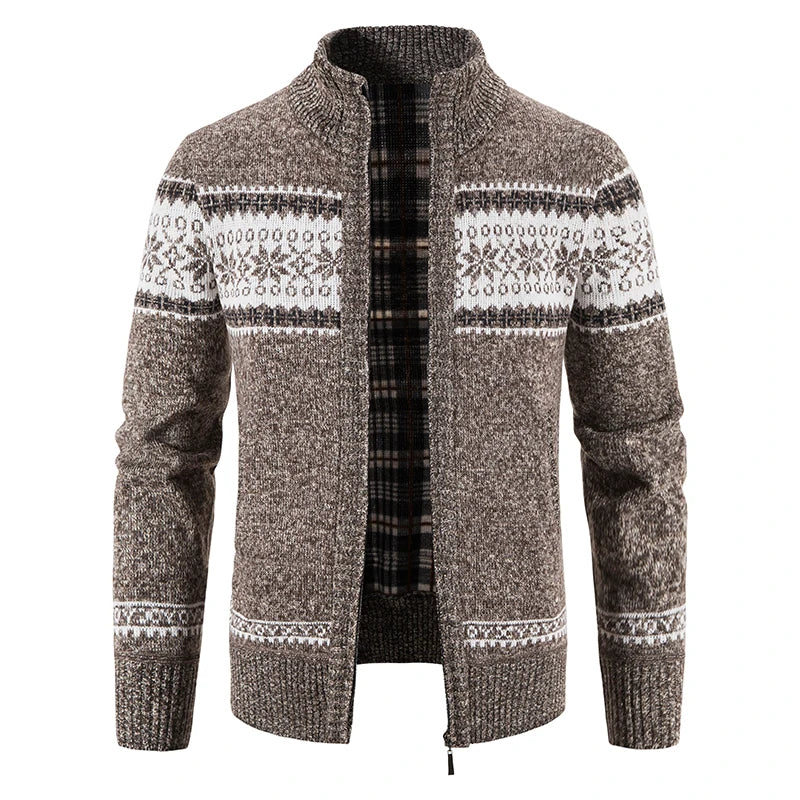 Men Christmas Jumper Knit Turtleneck Cardigan Coat Winter Fleece