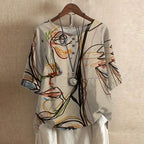 Women retro blouse vintage style with button front and waist shaping