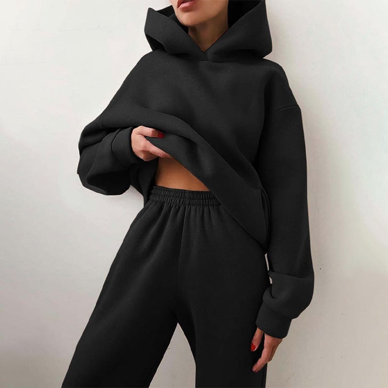 Women 2 piece oversized jogger set casual lounge tracksuit