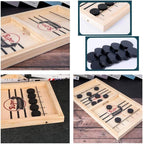 2-in-1 tabletop game set foosball and shuffleboard wooden indoor board