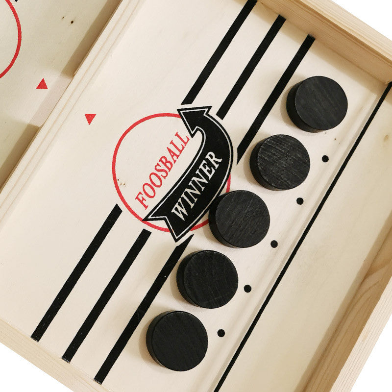 2-in-1 tabletop game set foosball and shuffleboard wooden indoor board