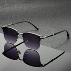 Clubmaster sunglasses polished metal frames anti-scratch polycarbonate UV protection lenses