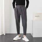 Men's pleated trousers relaxed fit smart casual in dark grey, khaki, white and black