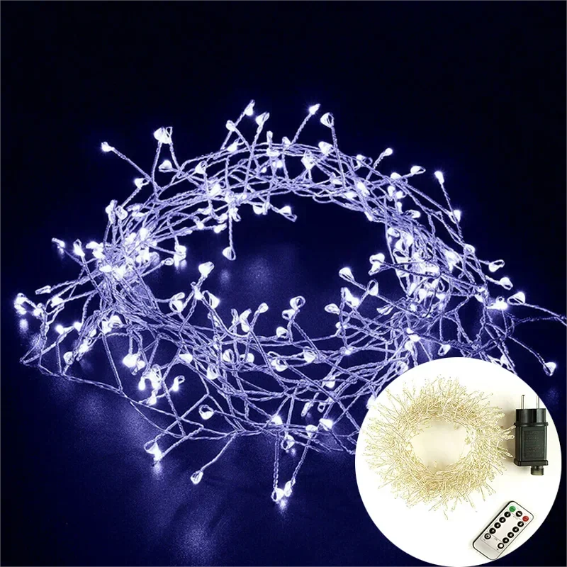 Christmas LED string lights silver wire cluster waterproof IP44 for holiday decor