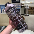 2L motivational water bottle with time markings and removable straw, BPA-free