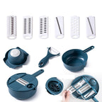 12-in-1 multi-function cutting set with stainless steel blades and compact storage design