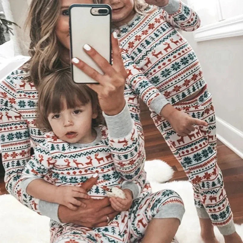 Christmas pajamas family matching 2 piece allover print sleepwear set