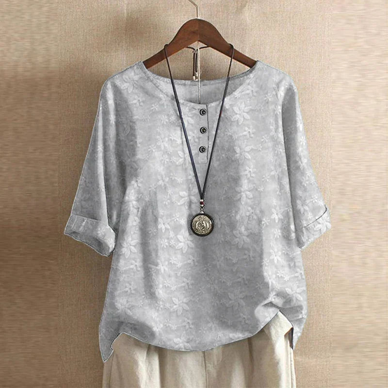 Women retro blouse vintage style with button front and waist shaping