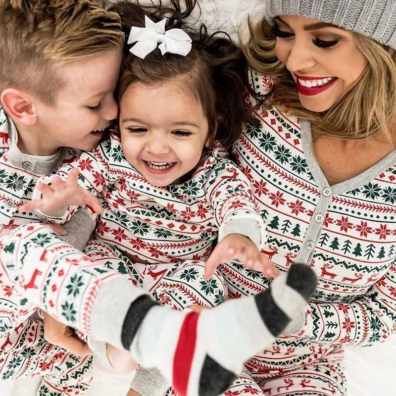 Christmas pajamas family matching 2 piece allover print sleepwear set