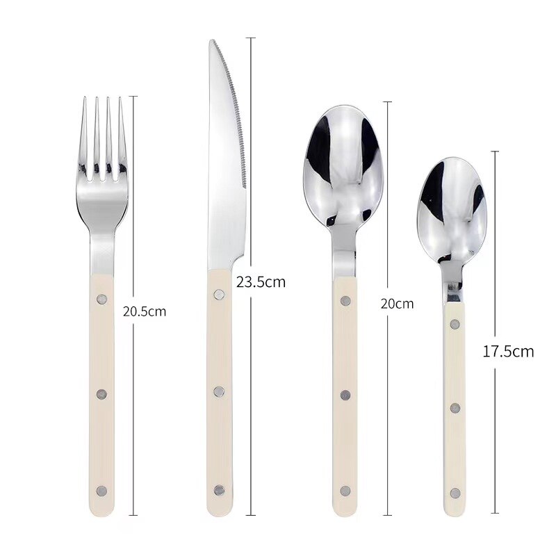 24-piece stainless steel cutlery set with engraved design, serves 6