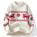 Christmas Jumper Women Men Reindeer Pattern Cable Knit Unisex