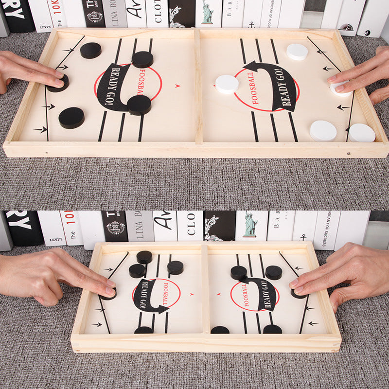 2-in-1 tabletop game set foosball and shuffleboard wooden indoor board