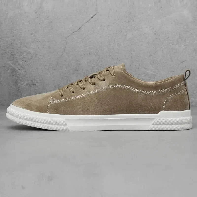 Genuine Italian leather sneakers in white black khaki and beige suede