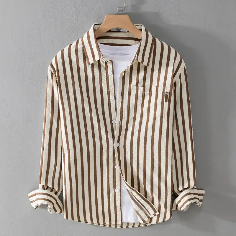 Men striped top relaxed fit available in Khaki Black and Green