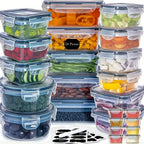 Food storage containers 12-piece BPA-free airtight stackable set with colored lids