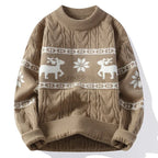 Christmas Jumper Women Men Reindeer Pattern Cable Knit Unisex