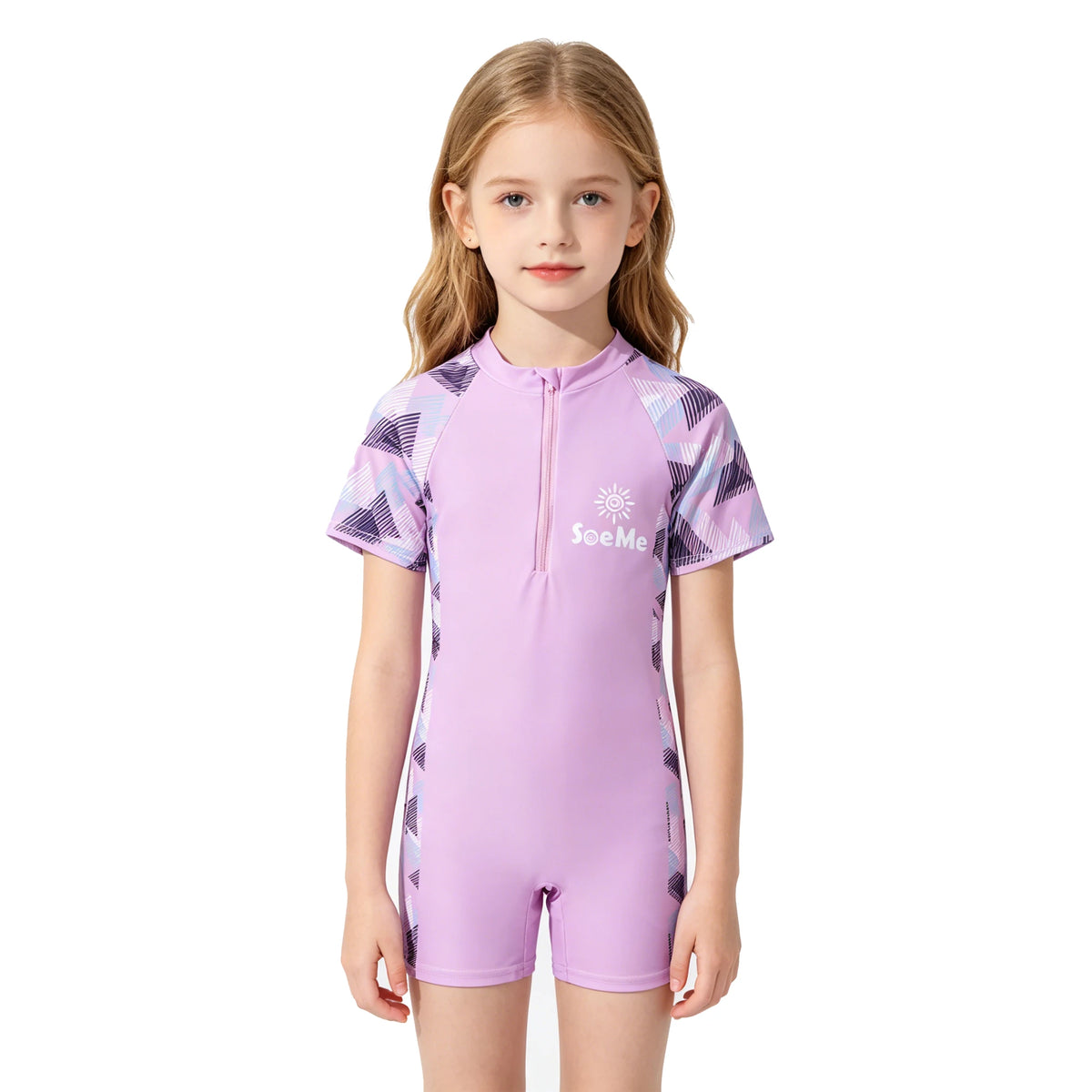 Girls Swimsuit One Piece Short Sleeve Toddler Kids 3 to 10 Years