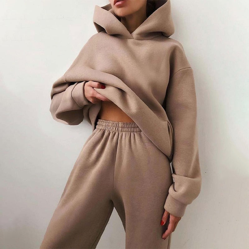 Women 2 piece oversized jogger set casual lounge tracksuit