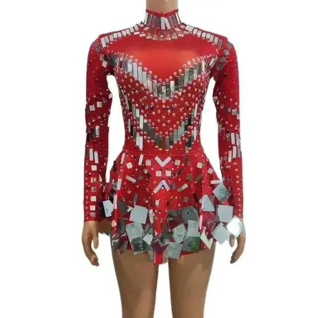 Sequin Dress Women Stretch Mini Sparkly Sweetheart Neckline