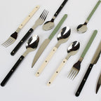 24-piece stainless steel cutlery set with engraved design, serves 6